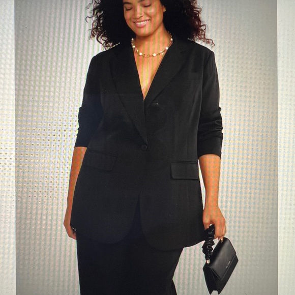 Fashion to Figure Plus Size 2 Oversized Black Linen Blazer,  NWT - Picture 1 of 16